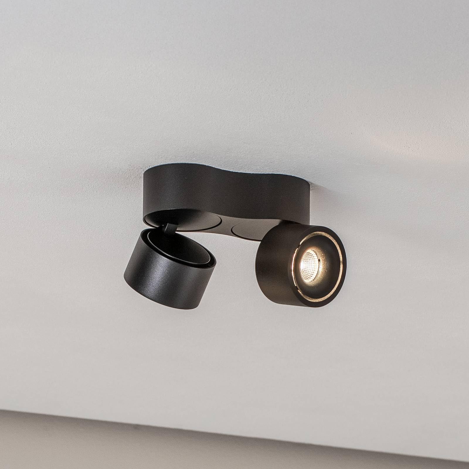Arcchio LED Deckenlampe Rotari (Modern) in Schwarz aus Aluminium (2 flammig,) - Deckenleuchte Wandleuchte Strahler Spot Lampe Wohnzimmerleuchte