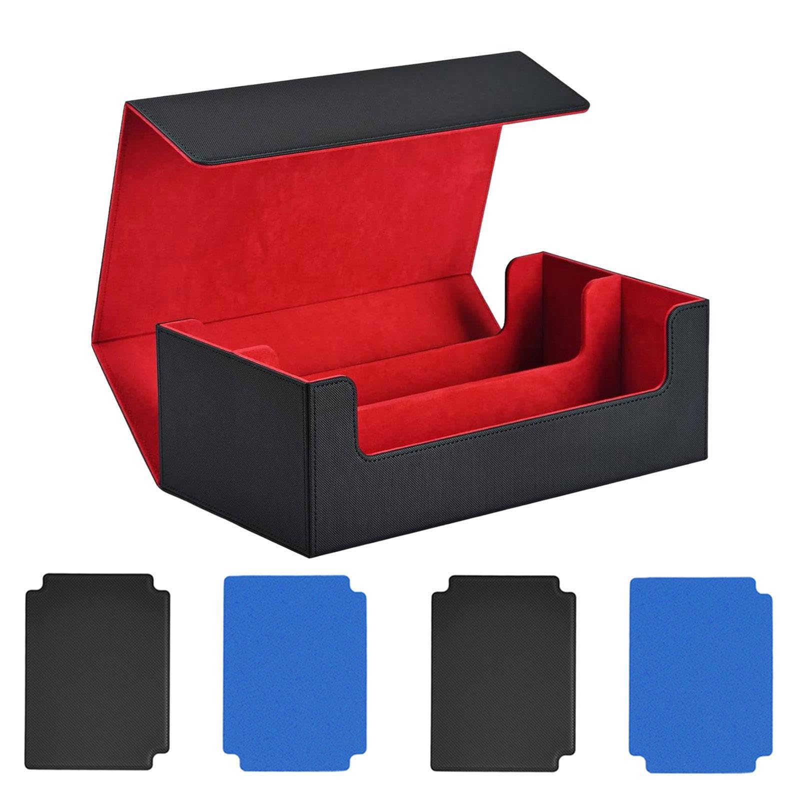 KIOALXZ Collectible Game Card Case Protectors Container Holds 1200 Gaming Cards 4 Dividers Magnetics Closure Trading Card Deck Box Is In Size, Blue Divider Red, 16.5x29x10.4cm