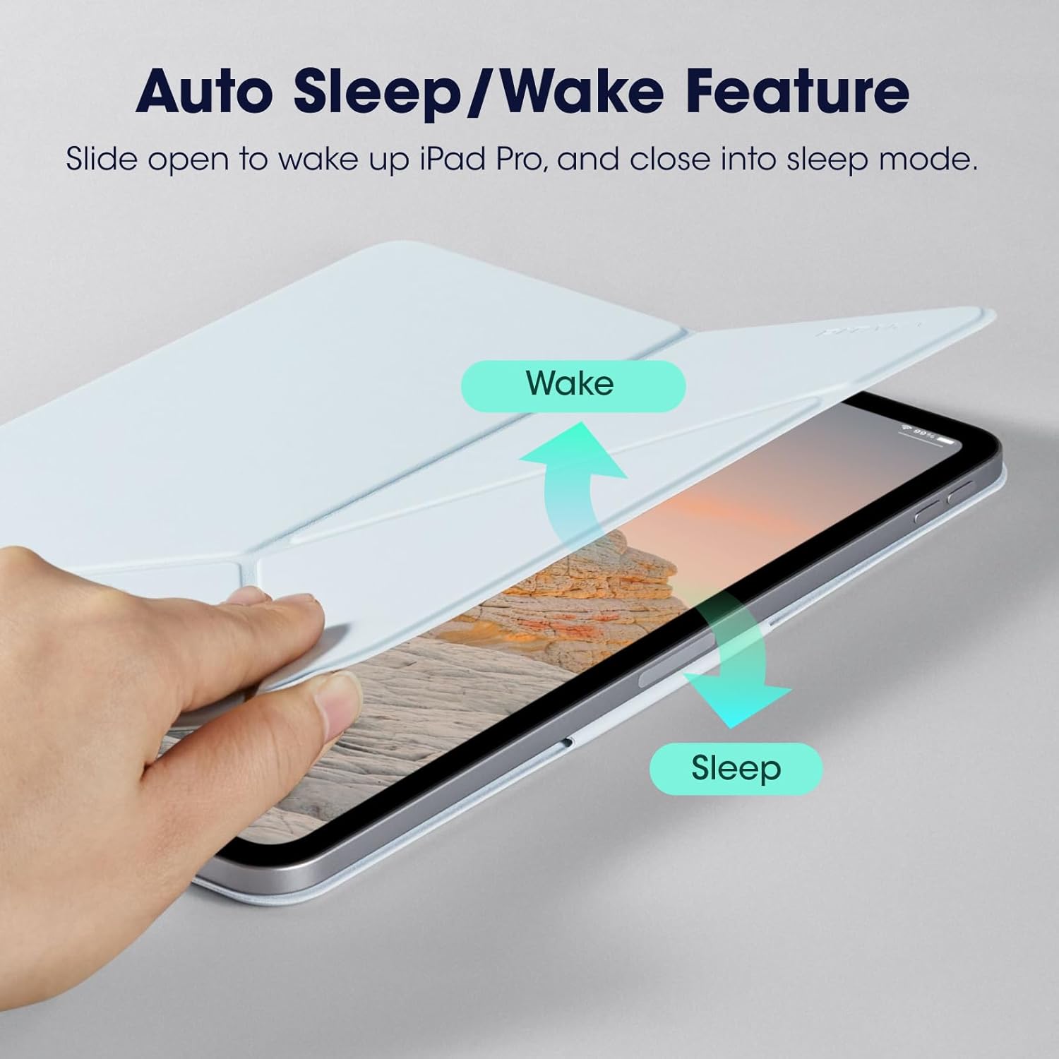 PITAKA for iPad Pro 11 Inch Case 2025/2024, Compatible with iPad Pro M5/M4, Portrait/Landscape Magnetic Case with Pencil Holder, 4 Standing Angles and - Light Blue - Image 9