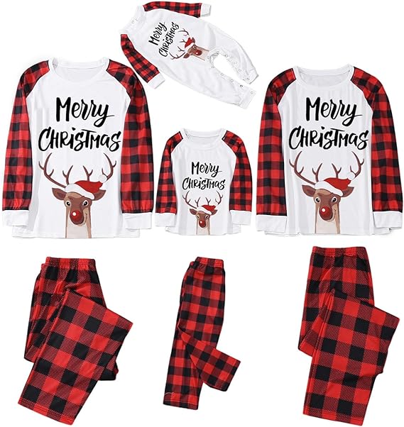 Weihnachtspyjama Familie Set - Lustige Weihnachts Schlafanzüge