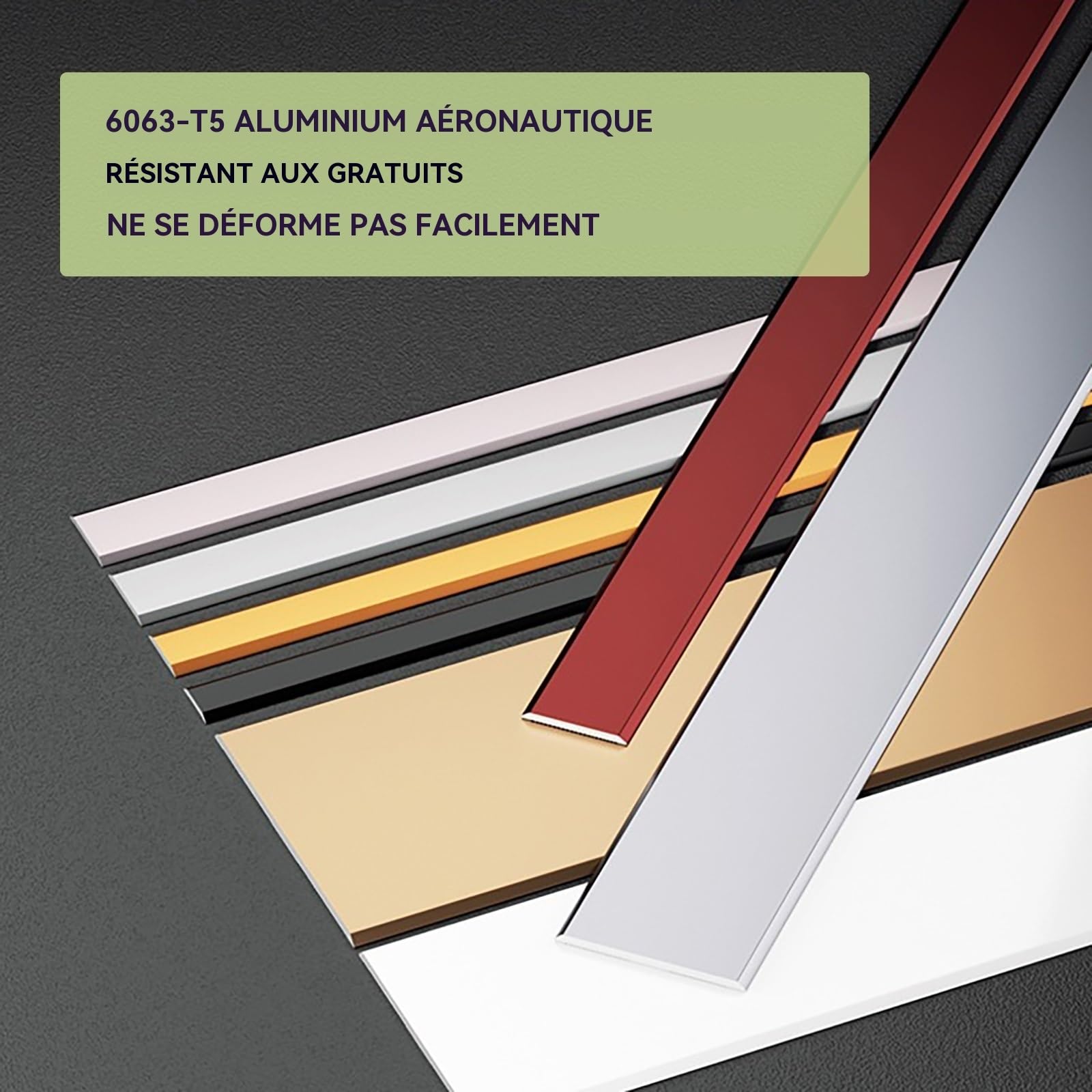Barre De Seuil Large Profile Alu 90cm* 3 Pièces Baguette Finition Carrelage Parfait pour Relier Les Sols en Parquet, Carrelage Ou Moquette avec Un Aspect Moderne(Titanium Gold,60mm)