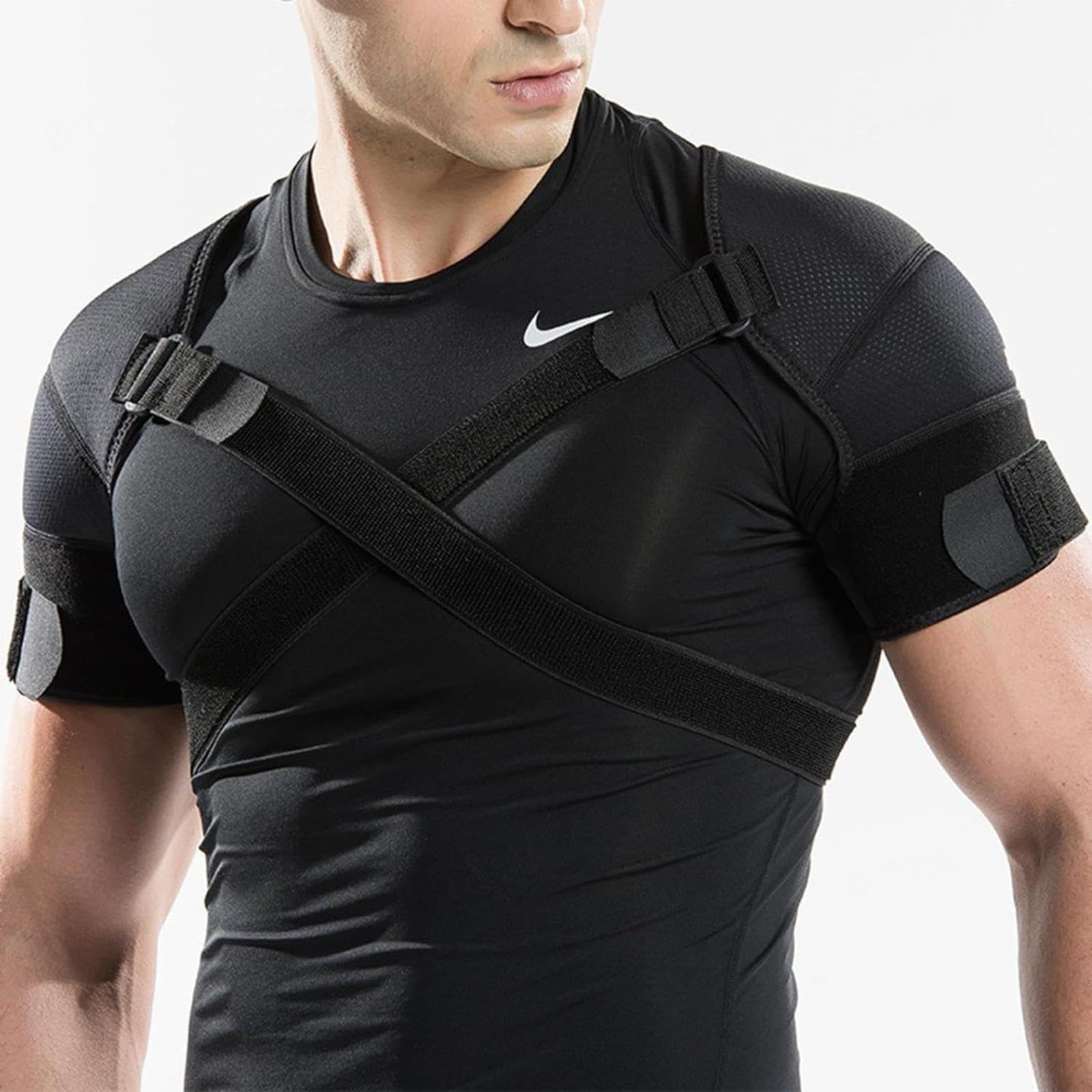 VIDECOR Double Support D'épaule Protecteur D'épaule, Attelle de Sangle D'épaule Réglable, Support D'épaule pour Soulager La Douleur et Prévenir Les Blessures pour Hommes et Femmes