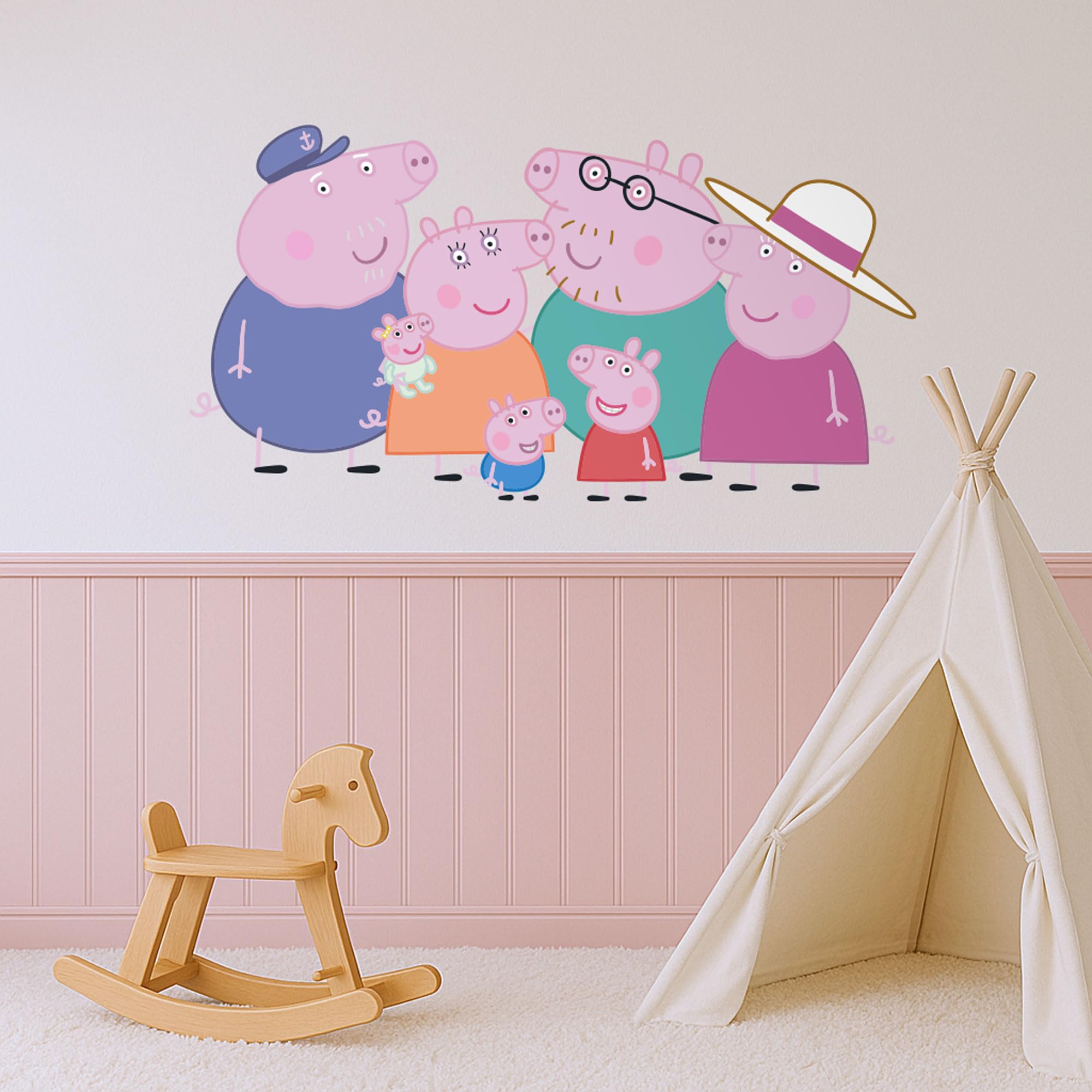 Stickerscape Multi Peppa Pig Family Wall Sticker With Evie Kids Bedroom Wall Decal Nursery Decor Removable Vinyl Uk Made Official Licensed