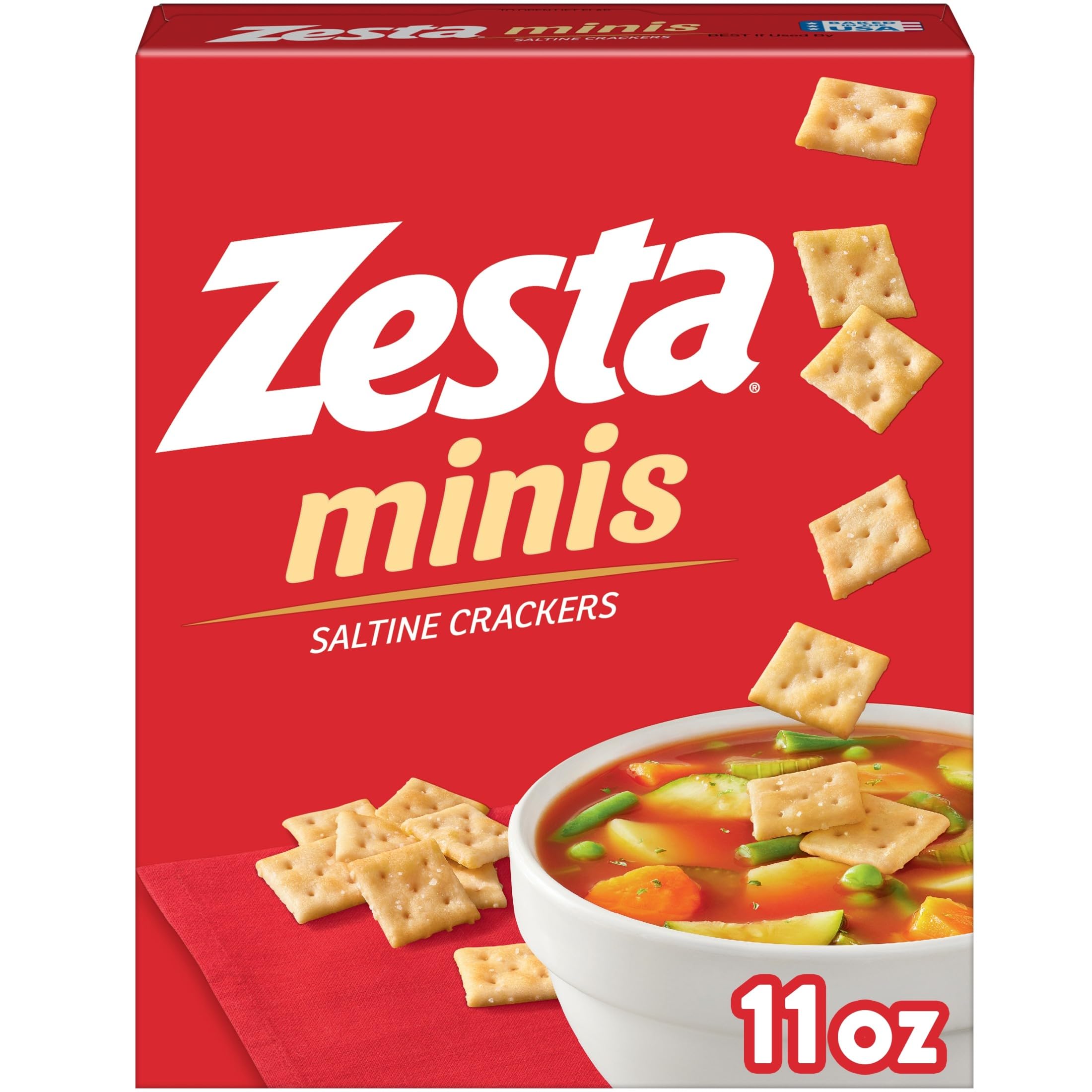 Zesta Minis Saltine Crackers, Soup Crackers, Lunch Snacks, Original, 11oz Box (1 Box)