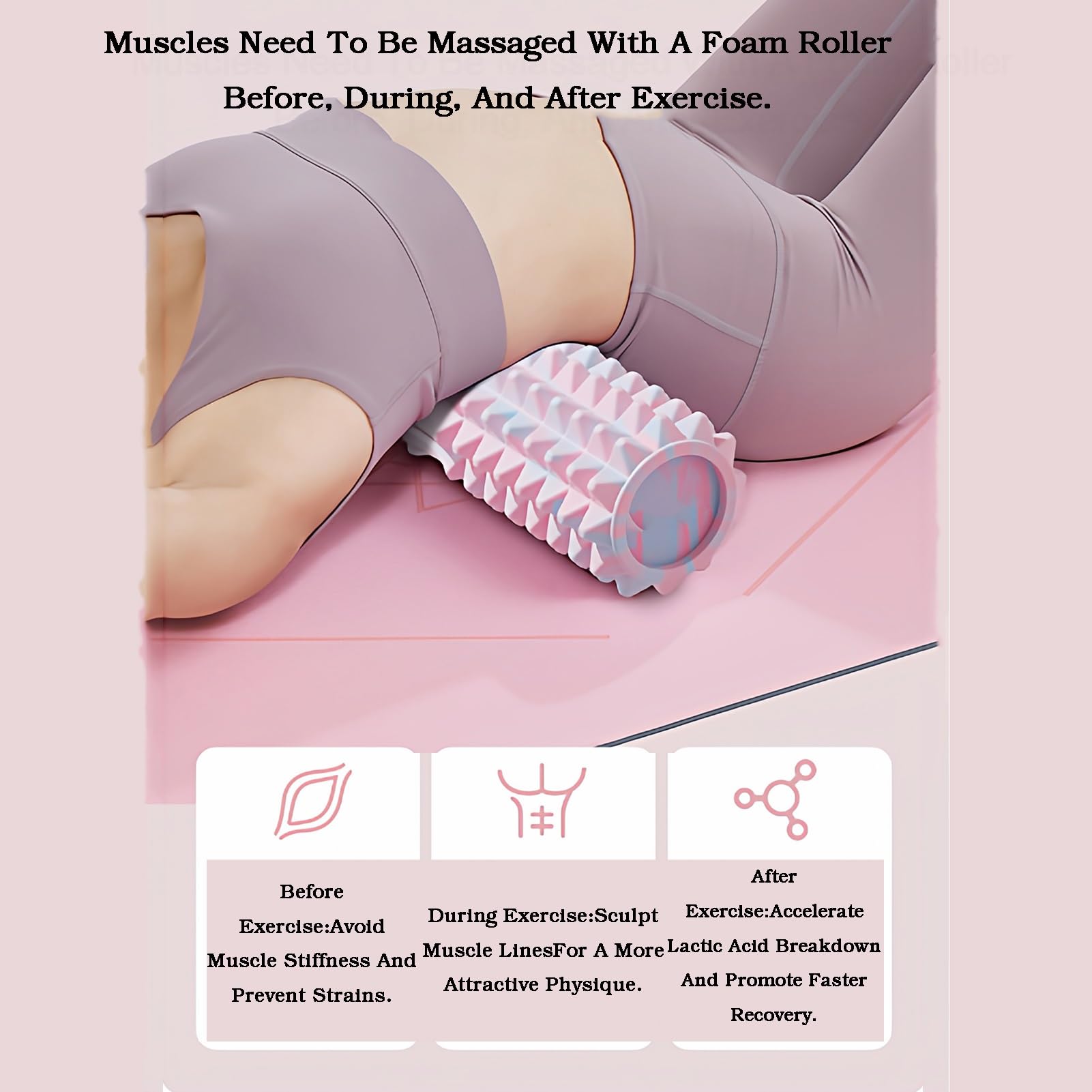 Rullo In Schiuma, Rullo Massaggiatore In Schiuma Ad Alta Densità, Rullo In Schiuma Muscolare Strutturato Extra Solido, For Esercizi, Automassaggio E Recupero Muscolare(Color4,45x12cm)
