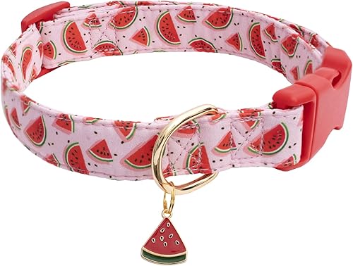 Faygarsle Lindo collar de perro para niñas y niños, suave y elegante collar para mascotas con diseño de sandía, ideal para perros de verano rosa,