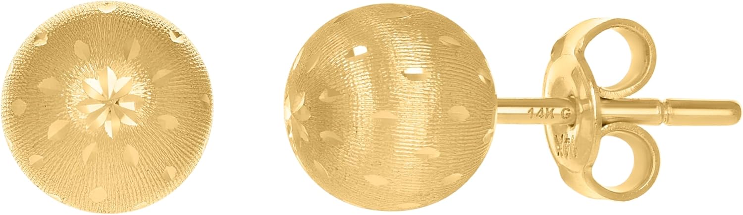 14Kt Yellow Gold Womens 10mm Ball Stud Earrings
