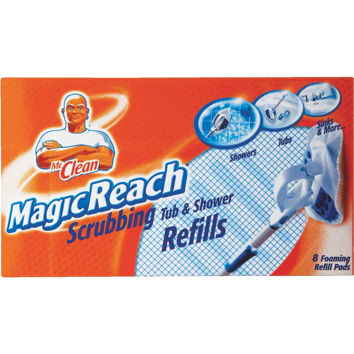 Mr Clean Magic Reach Mop Scrubbing Tub & Shower Refill Pad 1 Box of 8