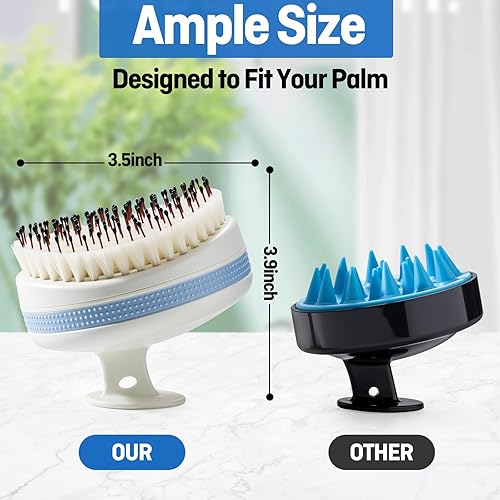 Miniatura 7 de Masajeador de cuero cabelludo con cerdas de doble capa, cepillo de champú para lavar el cabello con espuma rica y antideslizante, limpiador de cuero