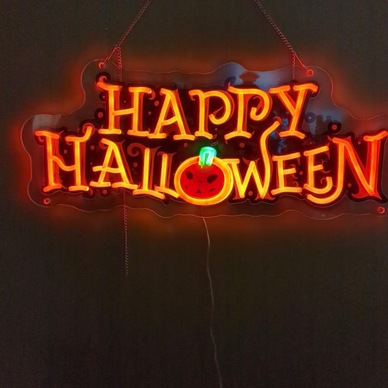 Großes Halloween Neonschild mit dimmbarem Schalter, USB Betriebenes Acryl Neon Schild LED Wanddekoration für Halloween Partys Deko, 17 x 10 Zoll