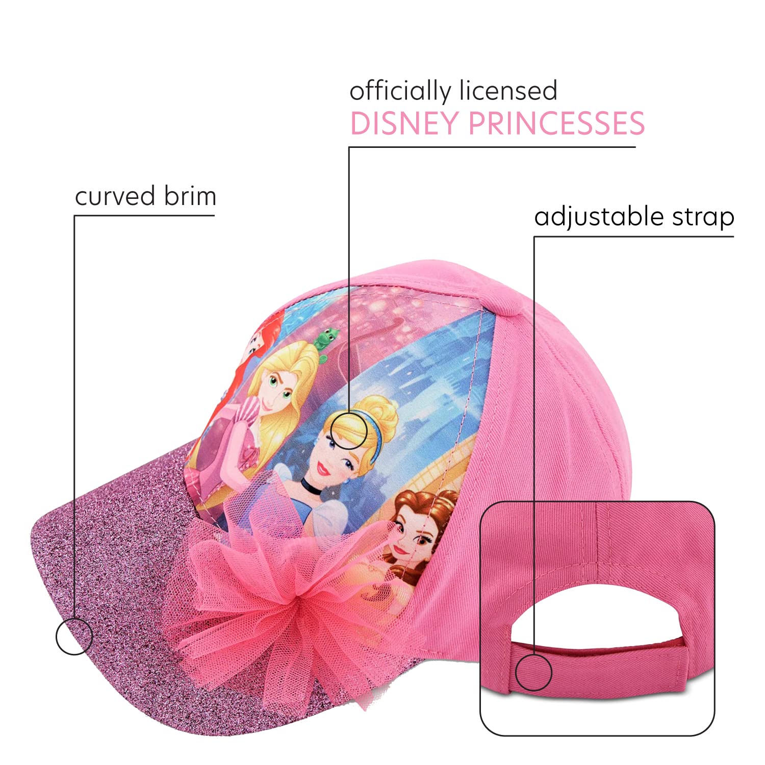 Disney Dziewczęca czapka z daszkiem Kraina Lodu - Księżniczka Elsa i Anna Zakrzywiony daszek Czapka z tyłu (2T-7)