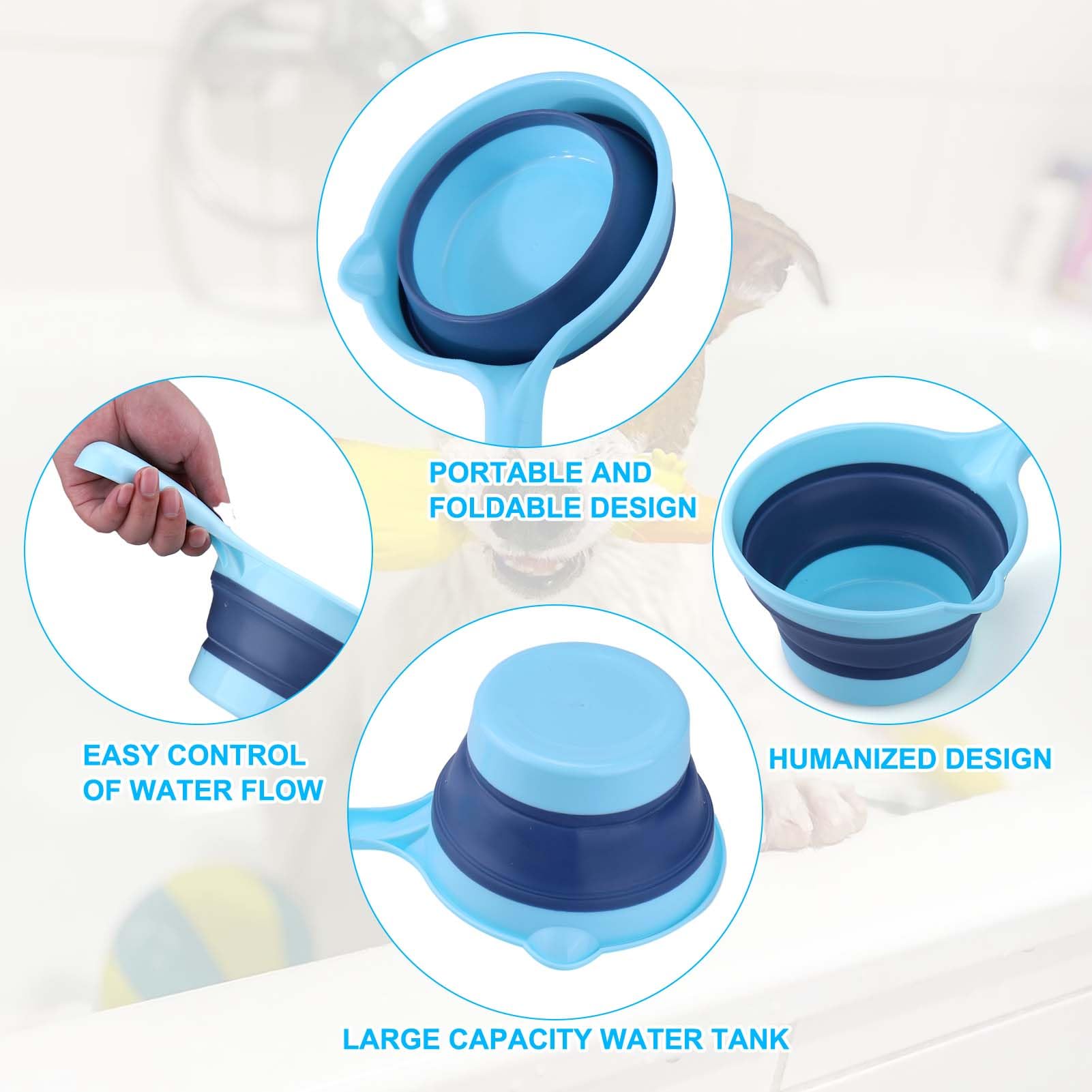 Dog Bath Rinse Cup,Portable Foldable Dog Bath Tubs Accessories,Dog Shower Bathtub Dog Pool Supplies,Dog Washing Tools,Dog Shower Attachment - image 4