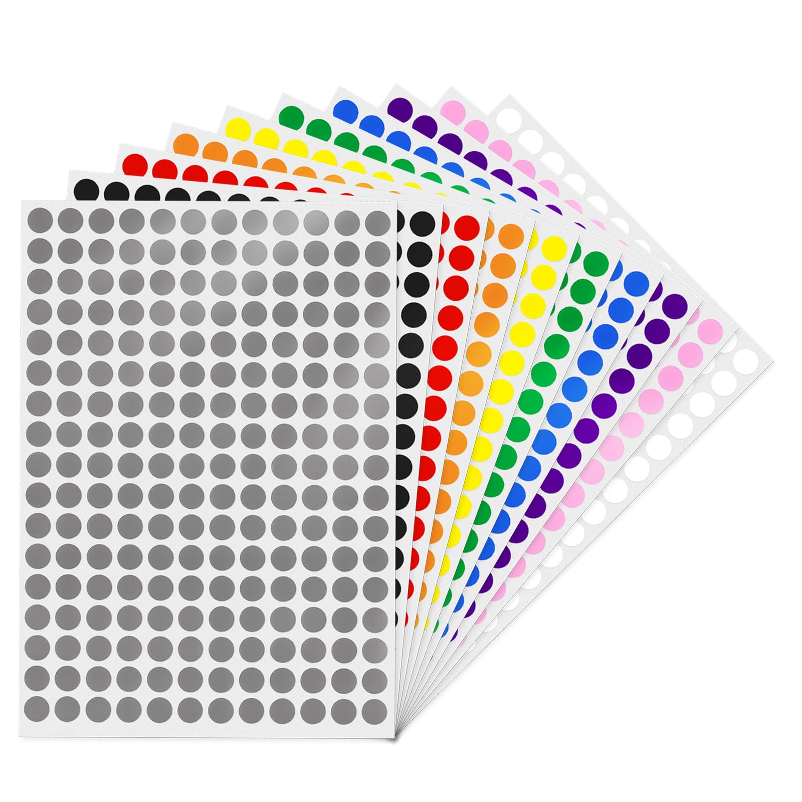 YIKIADA 10 Colours Round Dot Stickers 10 mm Colourful Adhesive Dots Self-Adhesive Coloured Stickers Marking Dots Labels for Warehouse Office 2040 Pieces