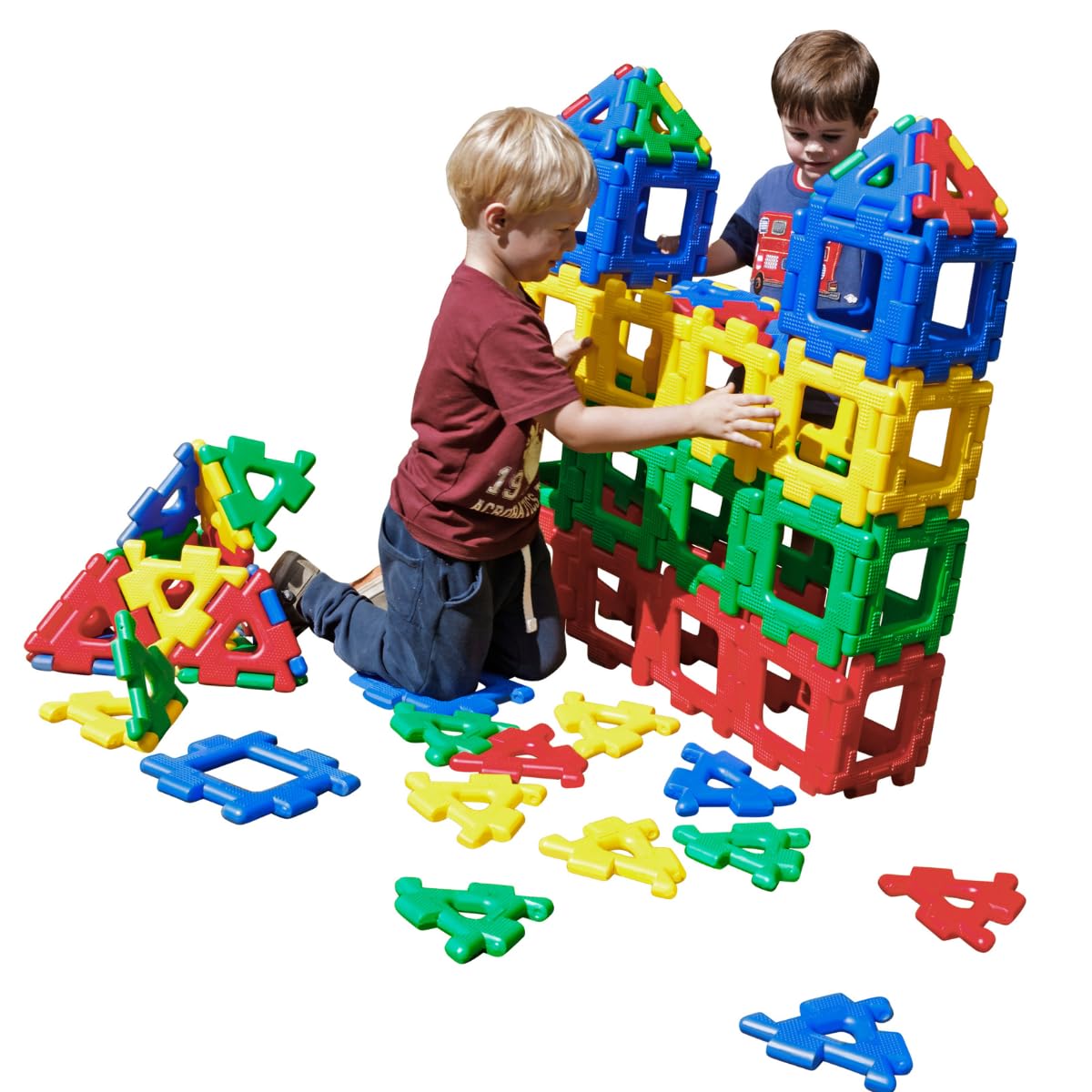 Giant Polydron Class Set - Brightly Coloured Large Indoor and Outdoor Building Construction Toy - Fine and Gross Motor Learning and Development Resource - Age 2+ - 80 Pieces
