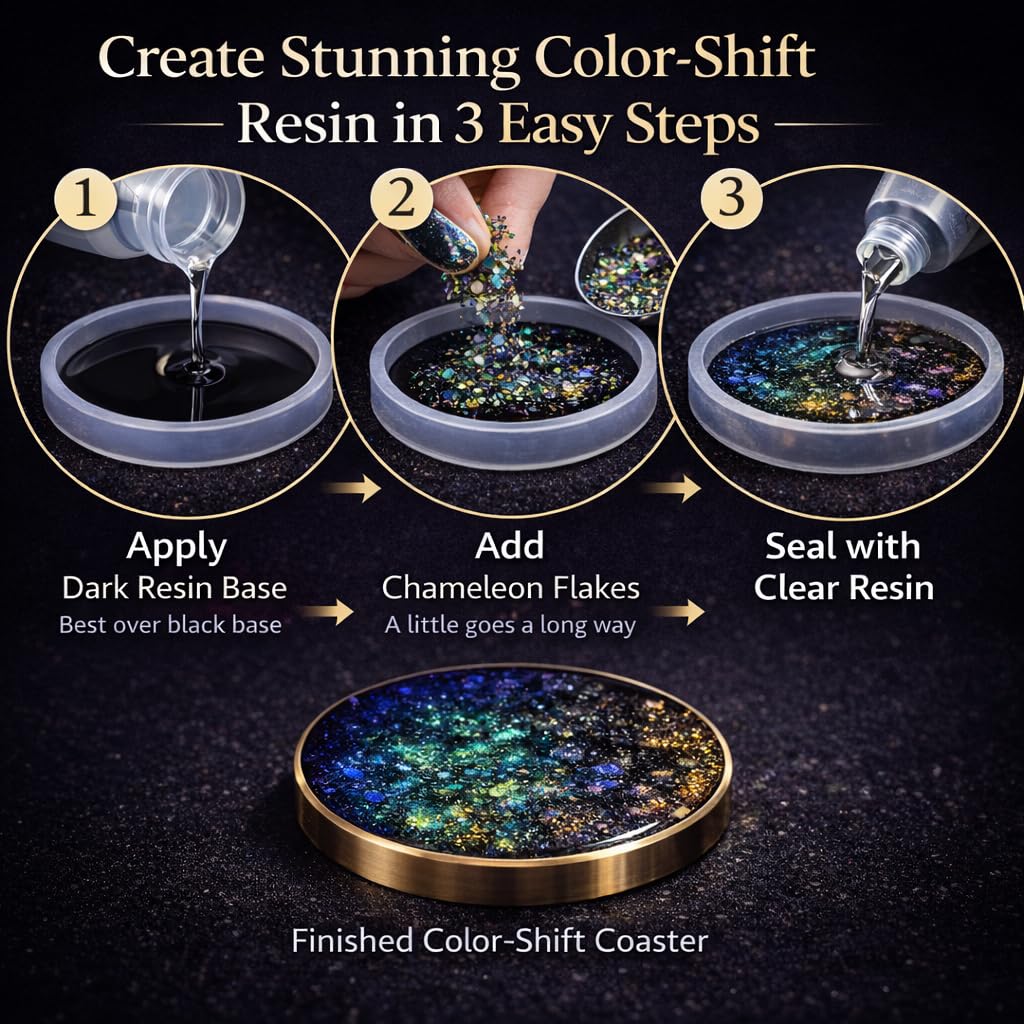 BALTIC DAY - Chameleon Flakes - Chameleon Flakes for Resin - Intense Color Shift Mica Pigment Powder for Resin Molds, Tumblers - Multi Chrome Flakes Pigment for Paint, Nail Art, Eyeshadow
