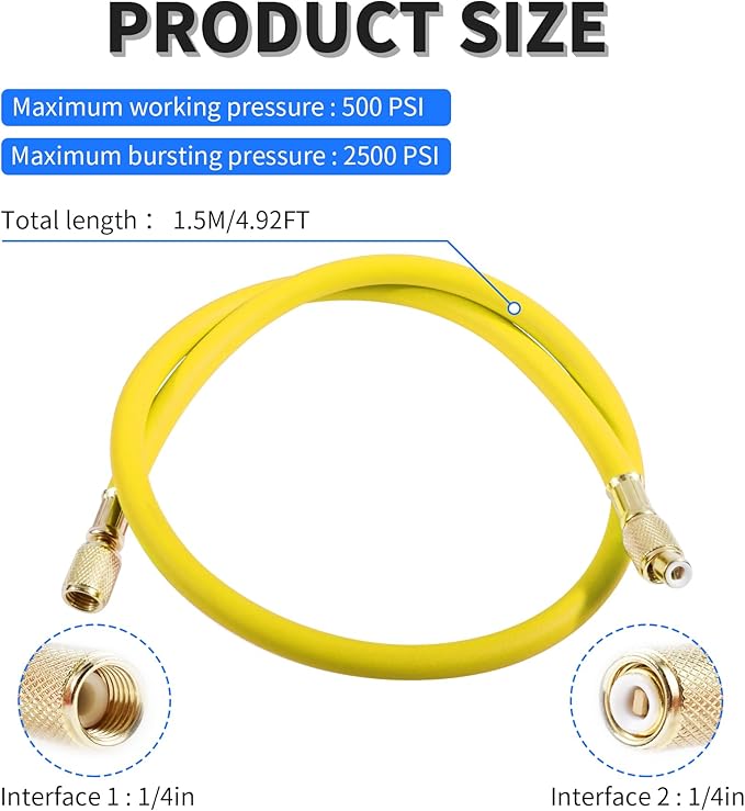 Manguera de Refrigerante AC SAE Flare 1/4" 4.92Ft para Sistema R22 miniatura 2