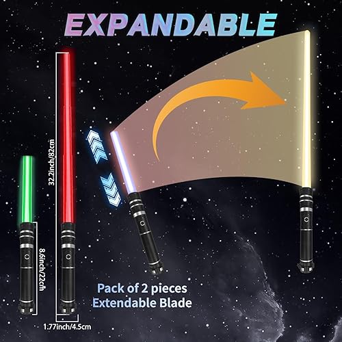 Miniatura 3 de Beyondtrade Sables de luz de 7 colores de juguete 2 en 1 espadas de duelo RGB de doble hoja con modo de silencio de sonido FX para niños, fanáticos