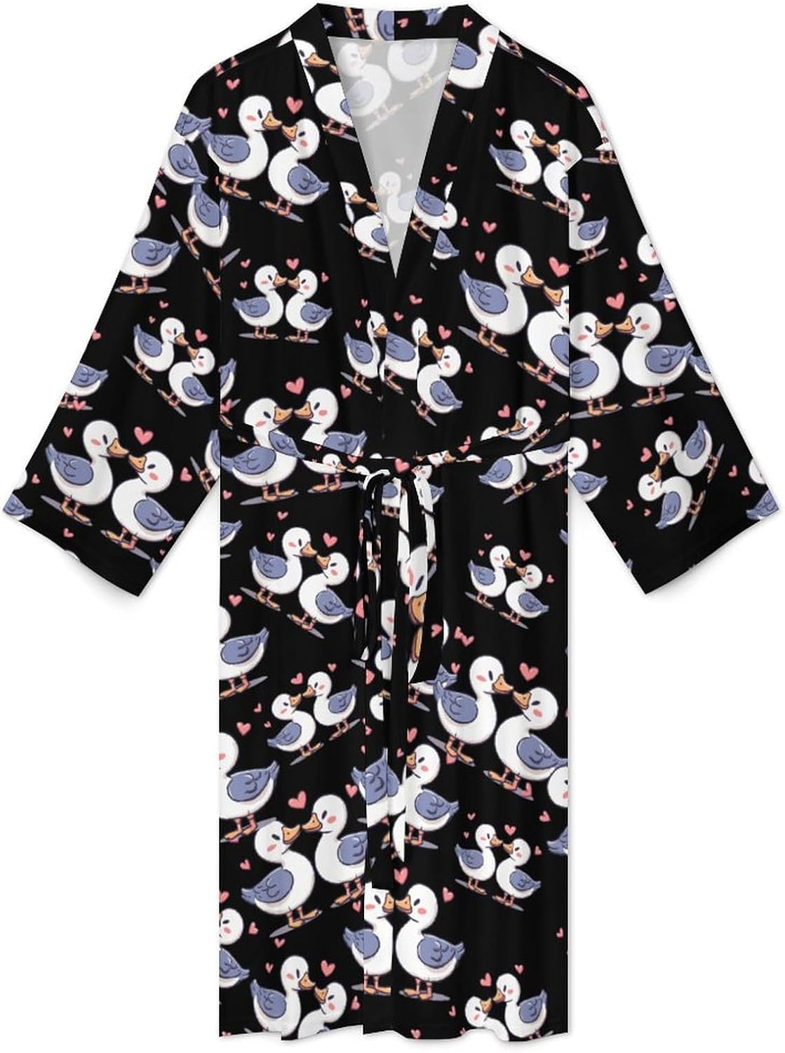Cute Duck Lover Mens Robe Long Bathrobe for Women Bath Robes Lightweight Soft Printed Sleepwear