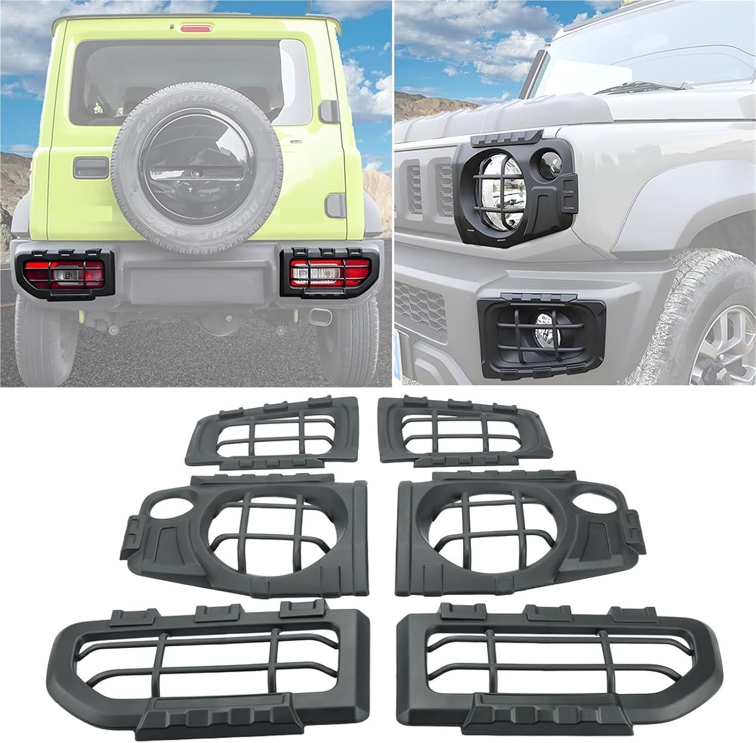 Car Front Fog Light Protection Headlight Rear Tail Light Lamp Cover Compatible For Suzuki Jimny JB74 2019-2025 Exterior Accessories ABS(As Shown 6Pcs)