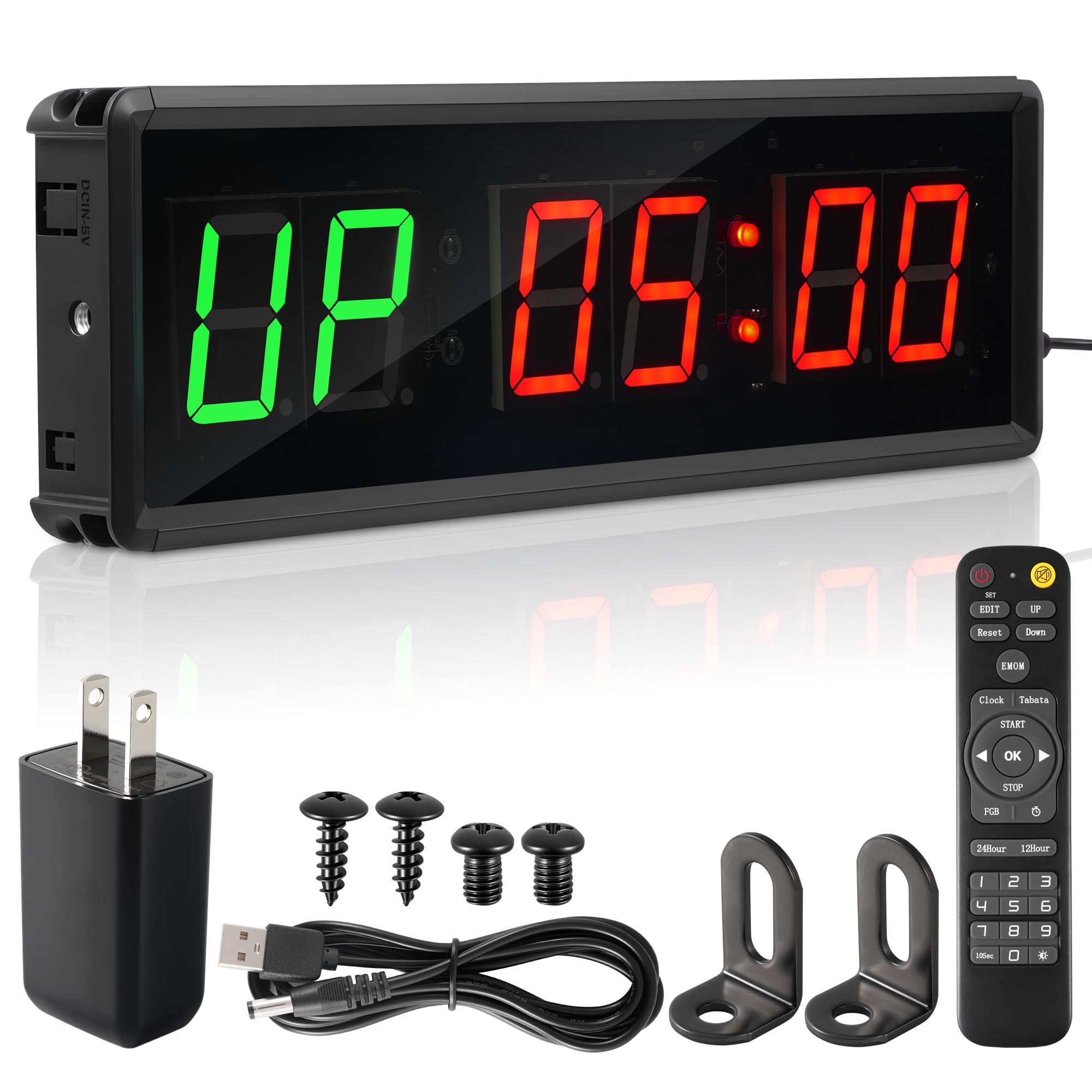 Upgraded LED Gym Timer Clock for Home Gym | Gym Interval Workout | 5 Display Modes| Count Down & Up | Stopwatch | Workout Clock for Boxing/EMOM/Tabata/FBG/Stopwatch Fitness Times-image-30