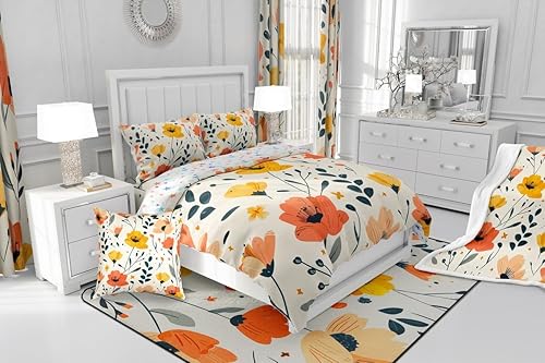 Miniatura 6 de Feelyou Groovy - Alfombra de área de flores de 5 x 7 pulgadas, retro, floral, bohemio, alfombra decorativa para niños, niñas, adolescentes, 70S,