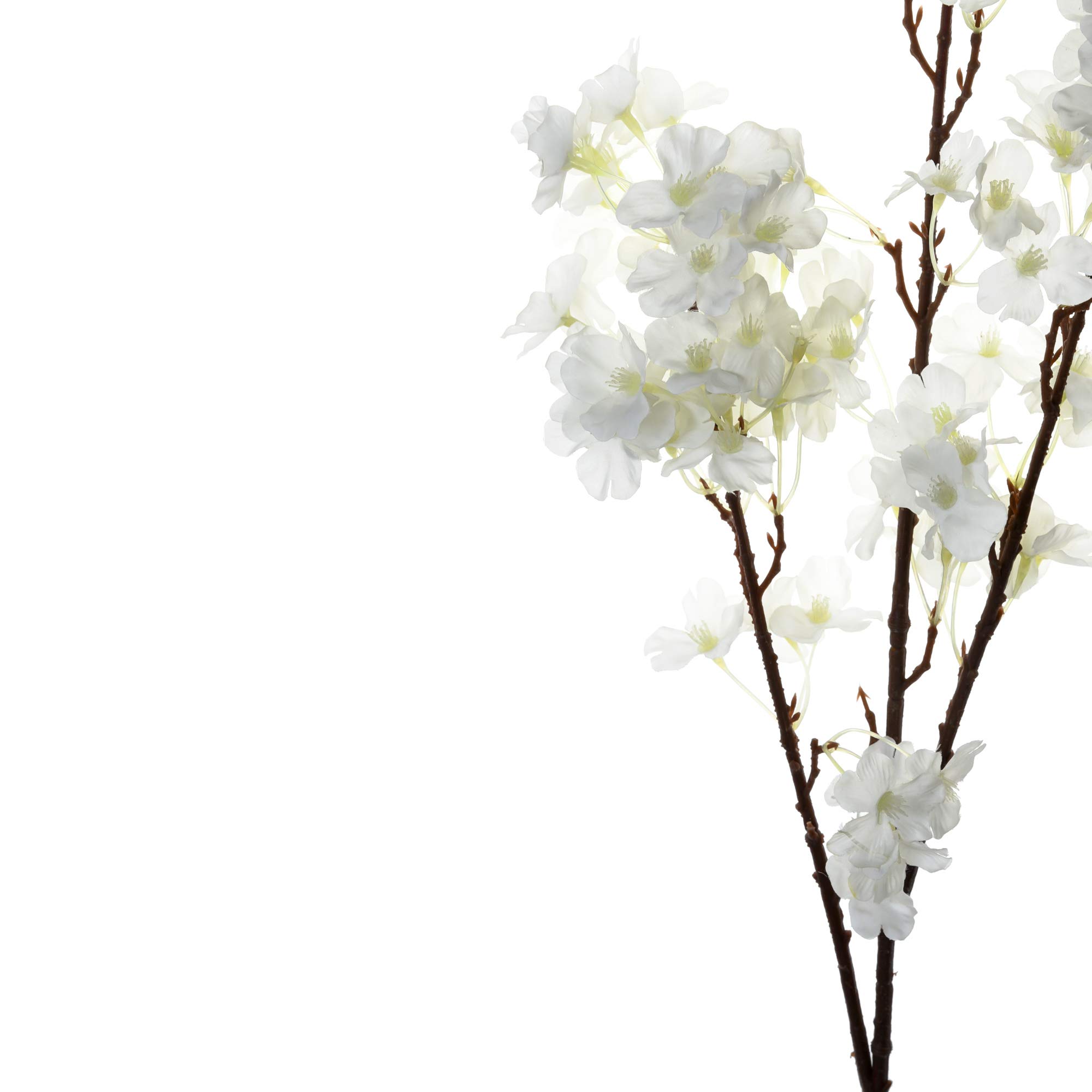 Mei&Ge 3 Branches Pear Blossom Silk Artificial Flowers Home Wedding Decor 43 inch (White)