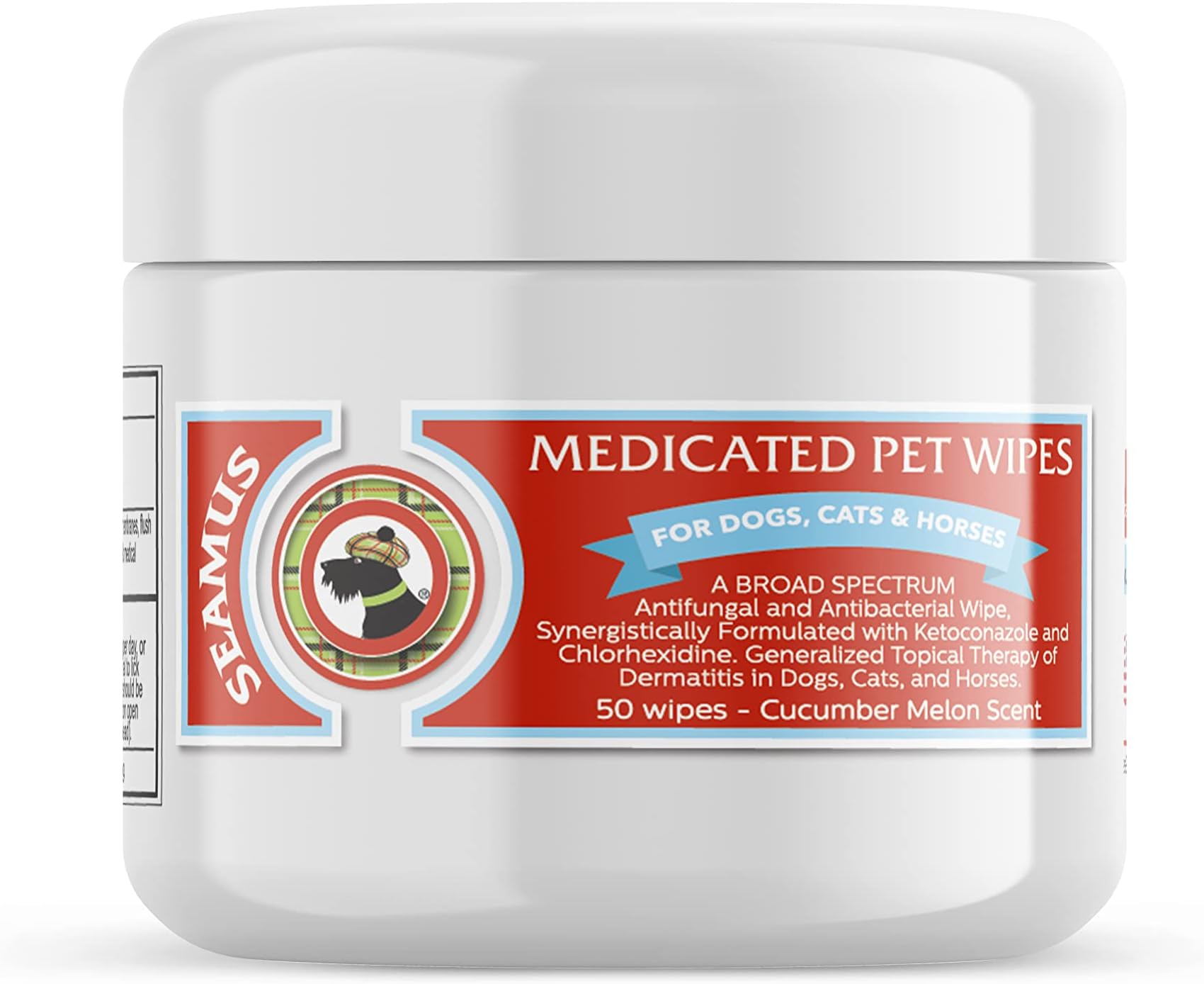 Seamus Medicated Pet Wipe - Chlorhexidine and Ketoconazole - A Water-Based pad That Does not Sting Burn or Cause Skin Irritation for Dogs, and Horses