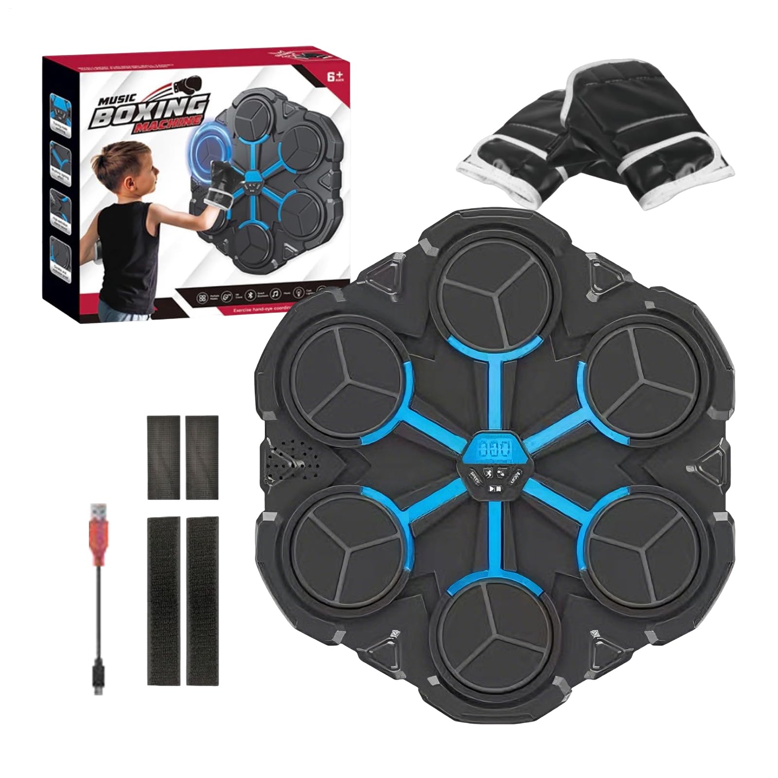 Macchina per Pugilato Musicale Attrezzatura Per Allenamento Interattiva Da | Con Colorate E Contatore LED A Parete Con Musica per Uomini e Donne, Allenamento, Sport, Ufficio,