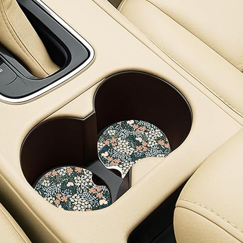 Miniatura 6 de Posavasos absorbentes para automóvil, paquete de 2 unidades para portavasos (salvia)