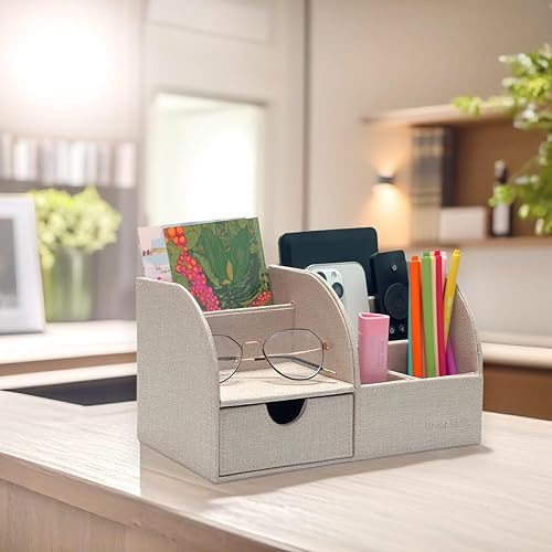Miniatura 5 de UnionBasic Organizador de escritorio, Organizador de escritorio multifuncional de cuero para oficina, soporte para bolígrafos - Caja
