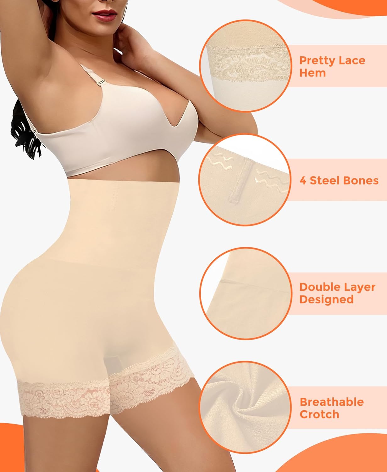 Shapewear Tummy Control Shorts, High Waisted Boy Shorts Underwear For Women Compression Underwear Womens Body Shaper - Image 3