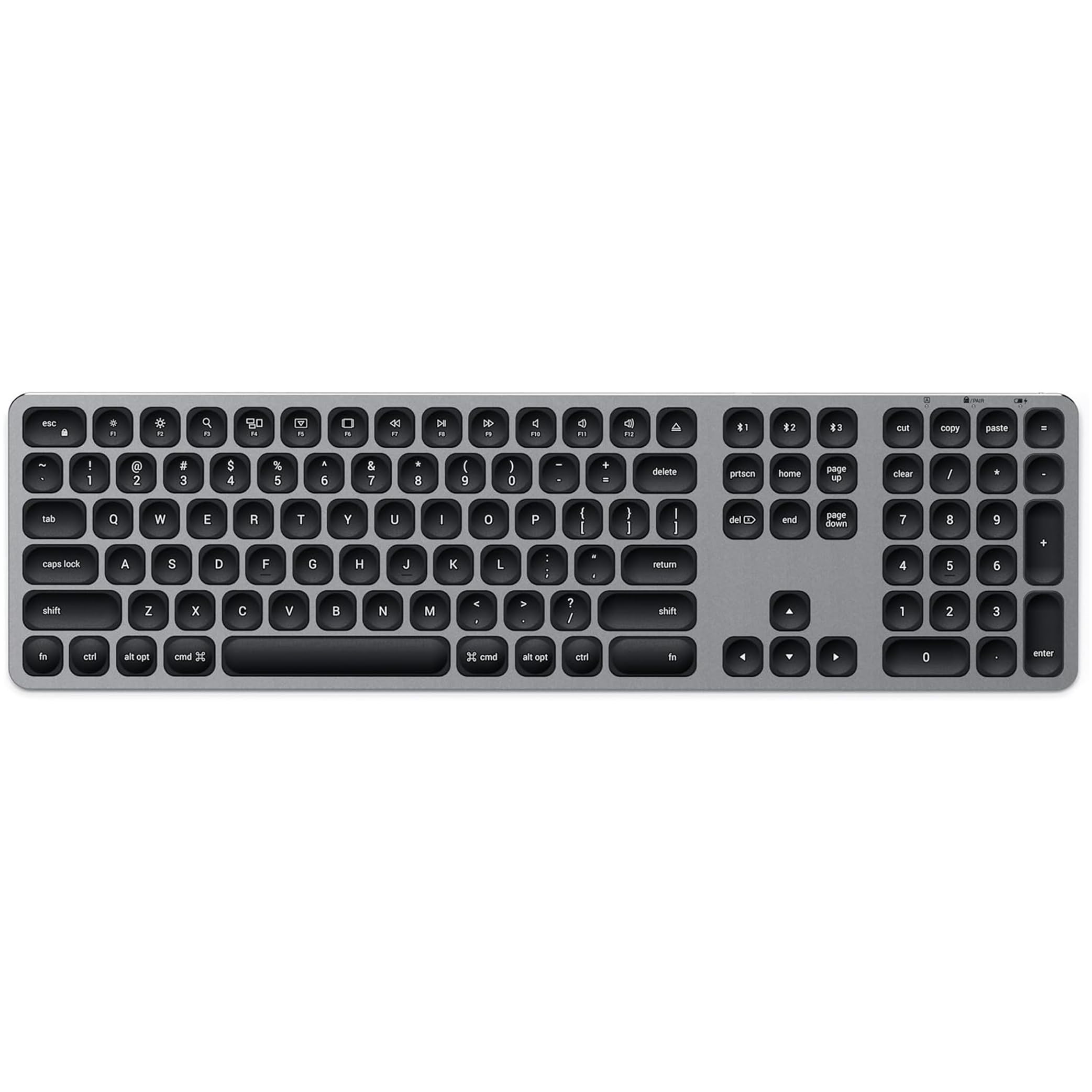 Satechi Tastiera Wireless con Tastierino Numerico, 𝗤𝗪𝗘𝗥𝗧𝗬 𝗨𝗦, Tastiera Bluetooth in Alluminio, Multi-Dispositivo, Ricaricabile USB-C per Mac, Windows e Android (Layout Americano)