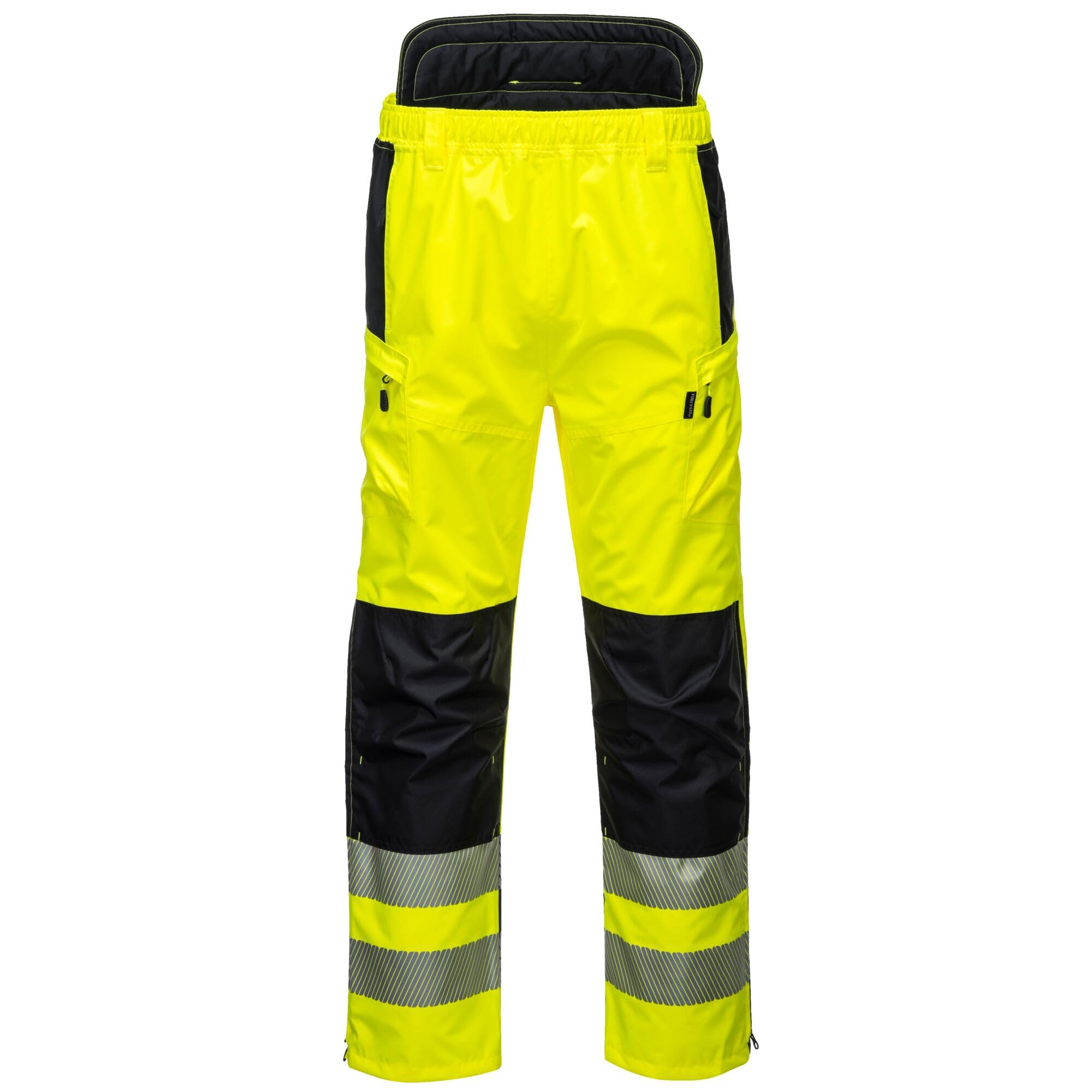 PW342 Men's PW3 Hi Vis Waterproof Safety Rain Pants, Lightweight and Flexible Workwear Yellow/Black, Large