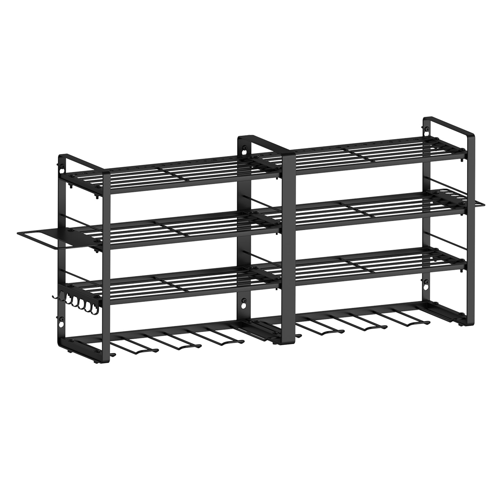 W-17 4-poziomowy metalowy organizer na narzędzia warsztatowe, z 4 dodatkowymi uchwytami na wiertarki (80 x 25 x 45 cm, 4 poziomy)