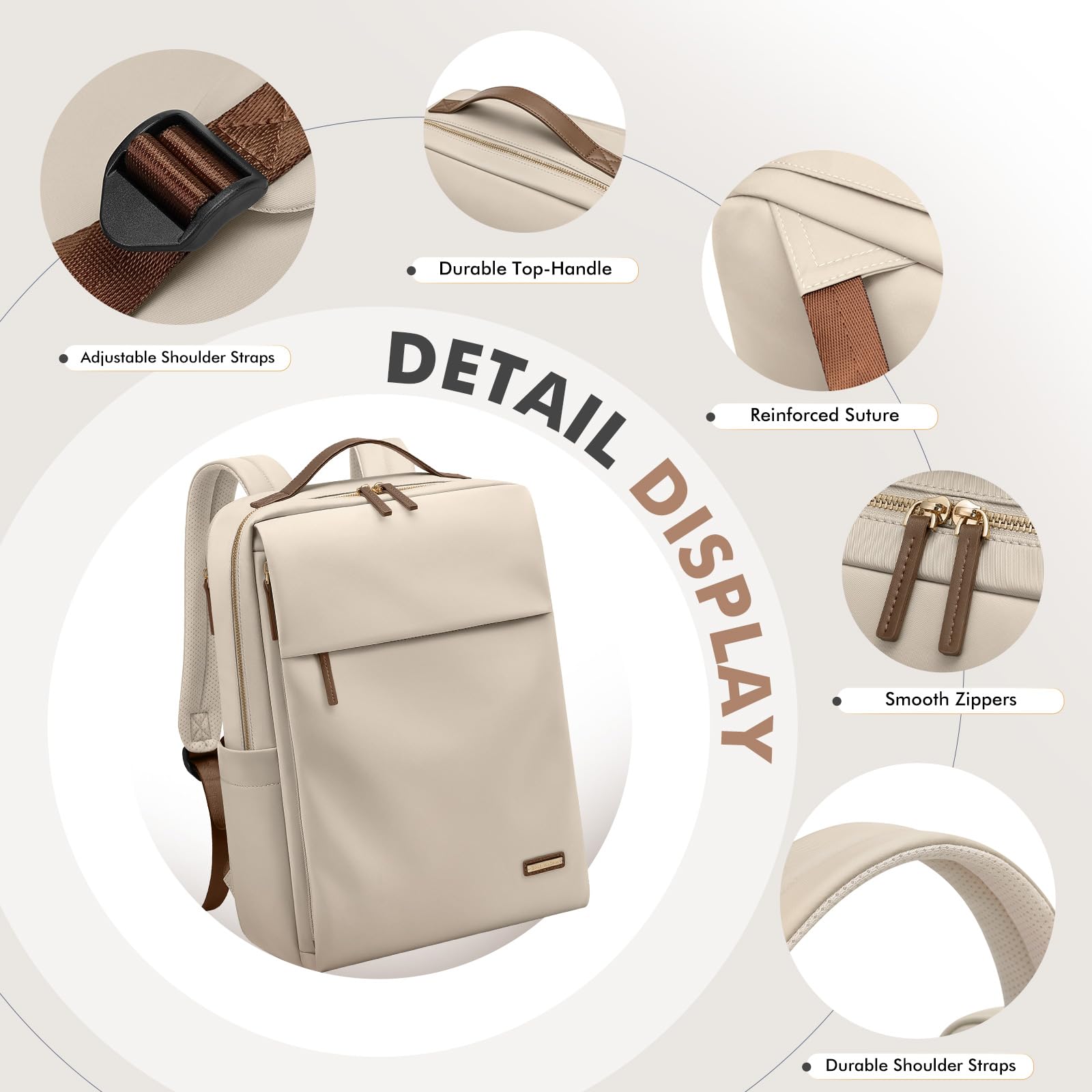 GOLF SUPAGS Zaino per Laptop da Donna Approvato Dalla Compagnia Aerea Zaino Multifunzionale Casual Adatto a Notebook da 15,6 Pollici per il Lavoro, l'università e i Viaggi