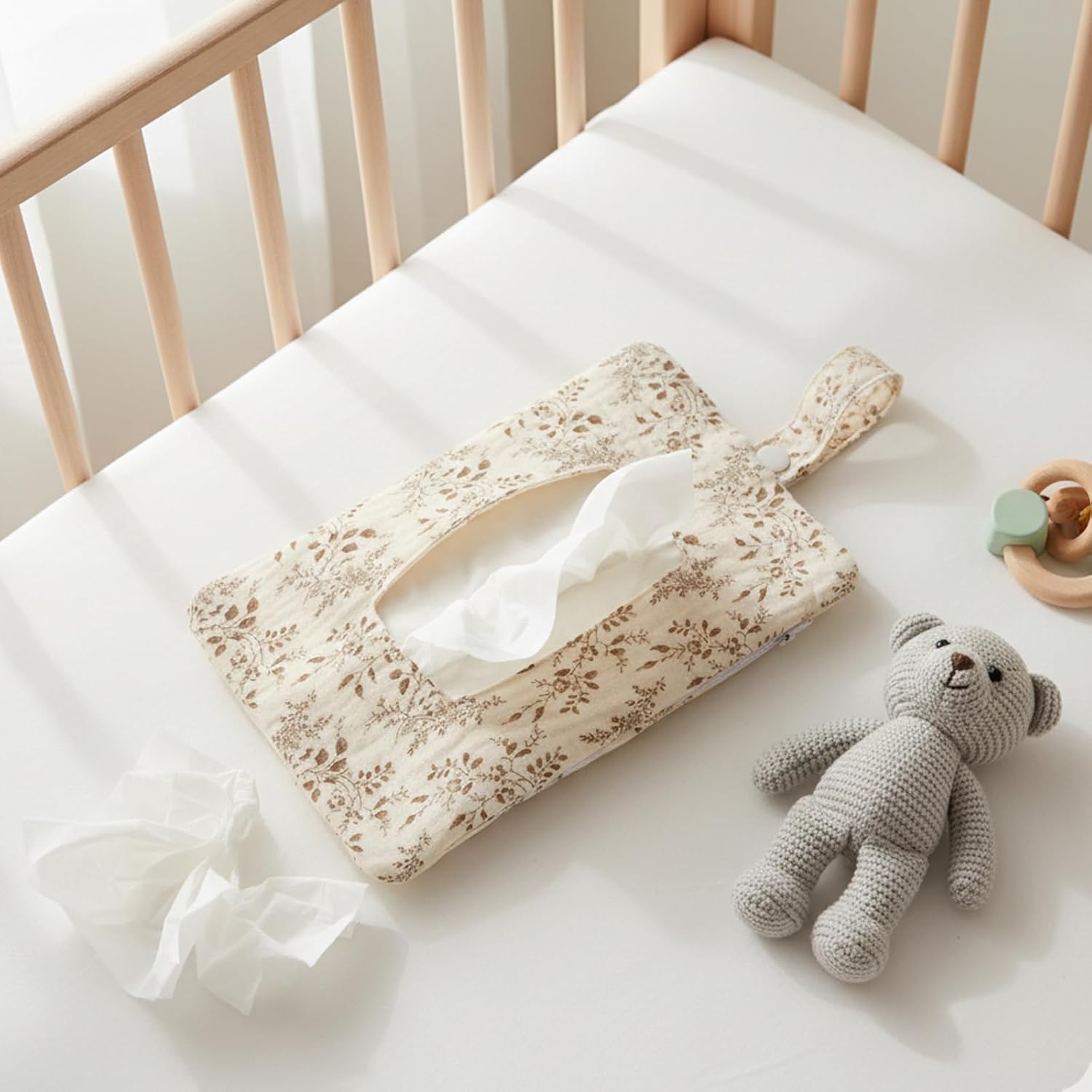Quilted Wipes Pouch, Diaper and Wipes Pouch with Adjustable Strap, Wipe Bag for Trolley Attachment and Diaper Bag Organization, Wipe Holder for Diaper Bag, Wipe Pouch for Diaper Bag image 3