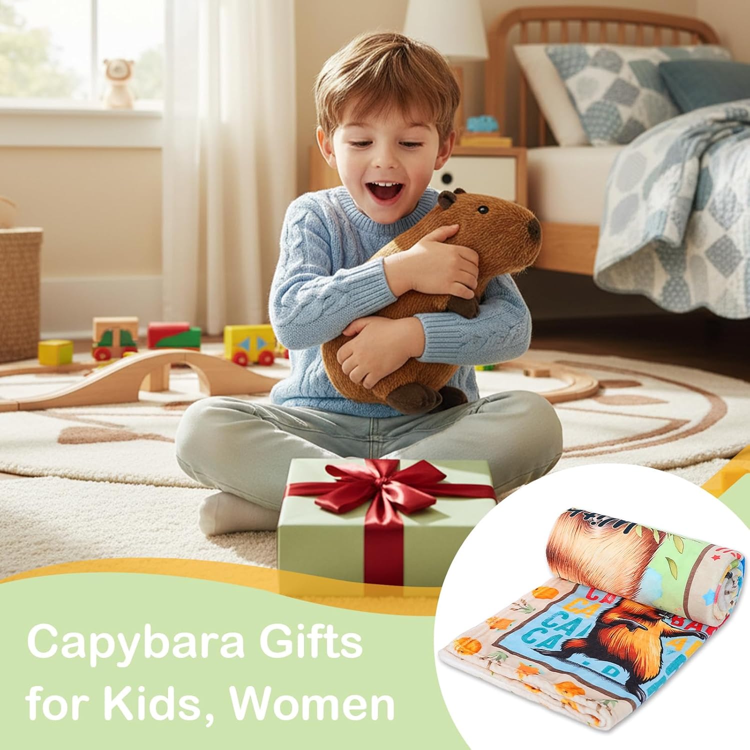 Capybara Gifts Blanket Soft Flannel Throw for Kids Boys Girls Cute Animal Plush Gift for Teens Birthday, Cozy Kawaii Stuff Decor for Room Couch Sofa Christmas 50" x 60" - Image 3