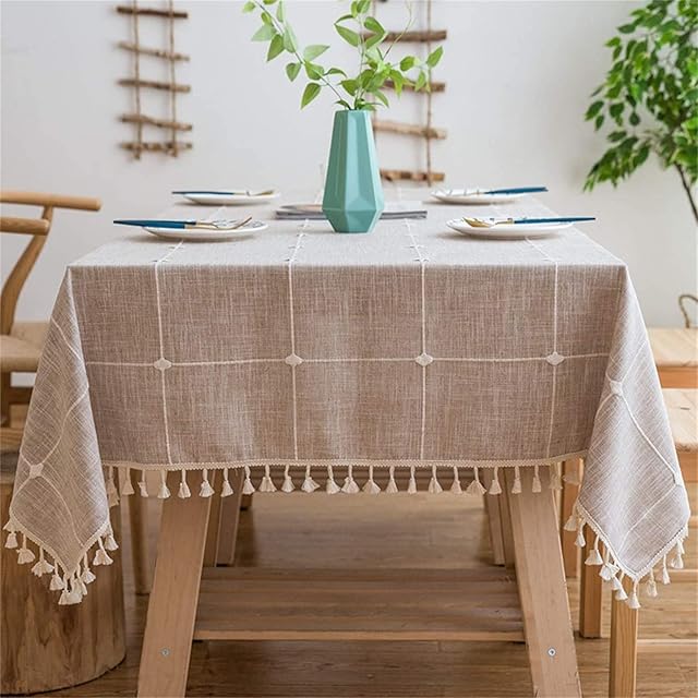 Hon far Tablecloth Rectangular Table Cloth Small Rectangle Tablecloths for 4 to 6 Seats(Brown, 140 x180)