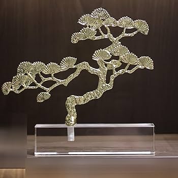 金松納財 迎客松 全銅製 オブジェ 盆栽風 玄関飾り 置物 インテリア 開業祝い 金松納財 迎客松 全銅製 オブジェ 盆栽風 玄関飾り 置物