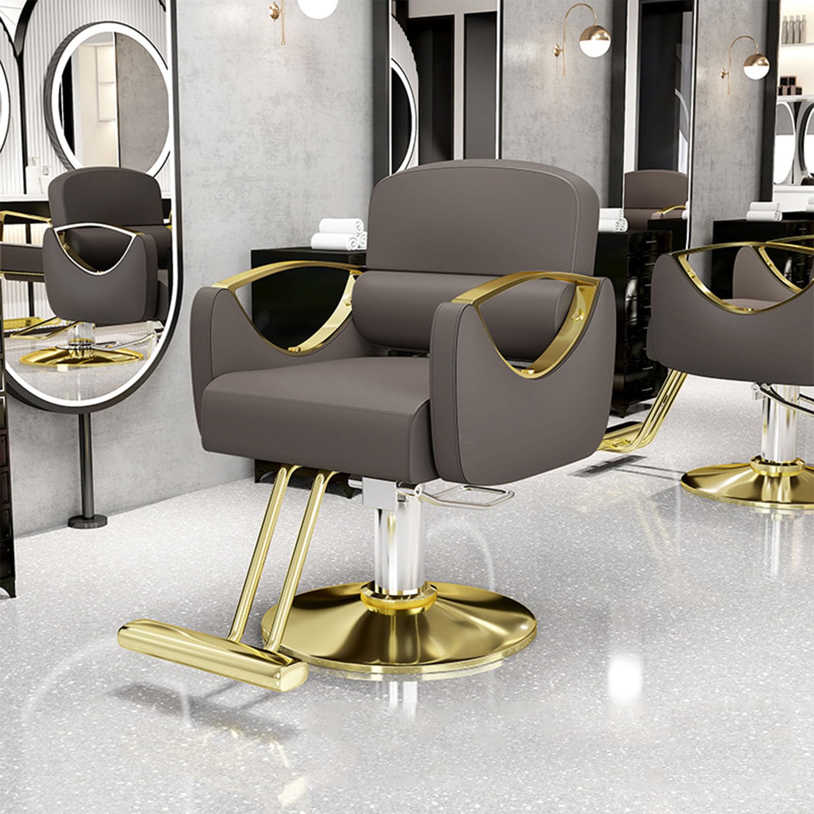 OZBMA Professional 360-Degree Swivel Salon Chair - Adjustable Beauty Equipment for Barbershop and Home Use (Color a)