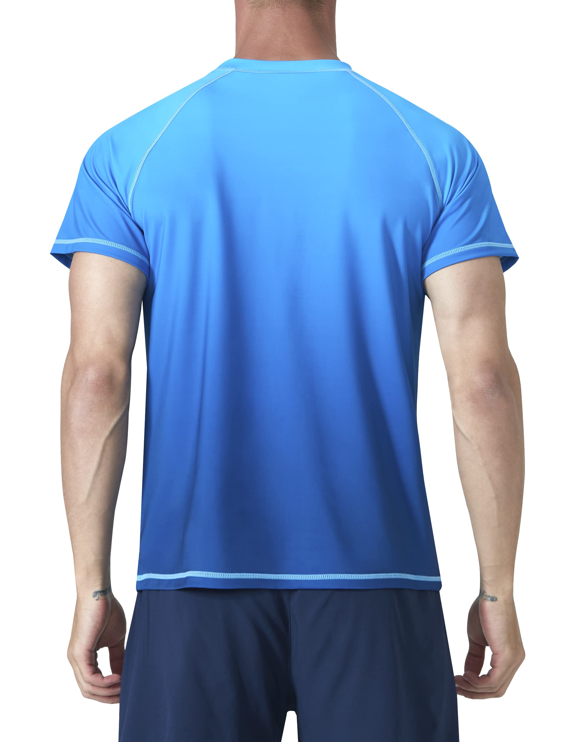 KPSUN Maillot de Bain à Manches Courtes pour Homme - Séchage Rapide - UPF 50+ - Protection Solaire - Rashguard - T-Shirt de pêche à la Plage