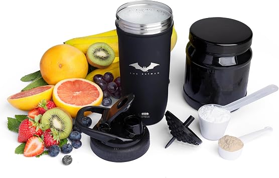 Smartshake DC COMICS Reforce Stainless Steel Protein Shaker Bottle 900 ml | 30 oz - Leakproof Screw-on Lid - BPA Free Unisex - Non Insulated - Batman