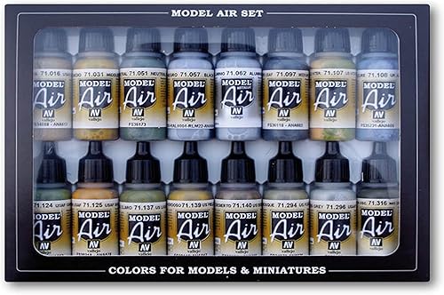 Vallejo Tank Model Air Paint, 0.57 fl oz (paquete de 16)