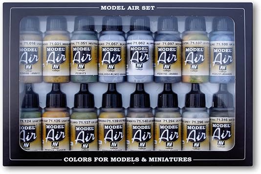 Vallejo Tank Model Air Paint, 17ml, 0.57 Fl Oz Pack of 16