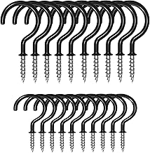 YINKE 20pcs Wood Screw Hooks, Screw Hooks, Ceiling Hanging Hooks, Perfect for Hanging Walls, Plants, Kitchen Utensils, Wind Chimes and More with Plastic Extension Pins (Black, 2")