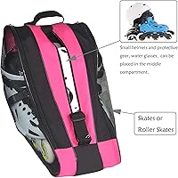 Vista 5 de Gooyule Bolsa de patinaje sobre hielo: bolsa de patinaje de gran capacidad para patines cuádruples, en línea y la mayoría de patines Azul+Rosa