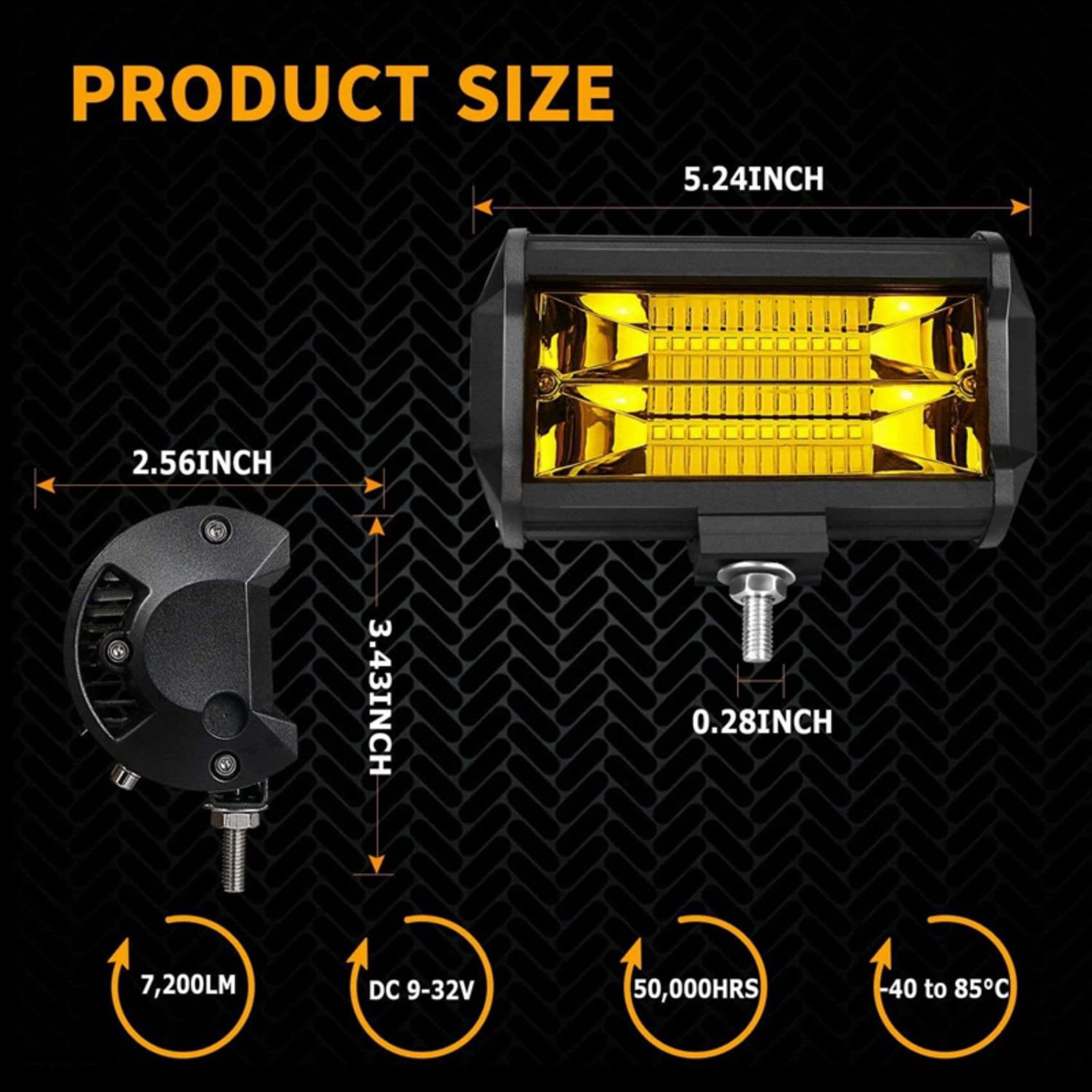 4 x 5 72W LED Wodoodporne światła robocze terenowe Pod przeciwmgielne żółte lampy do samochodów ciężarowych ATV UTV łódź wózek golfowy