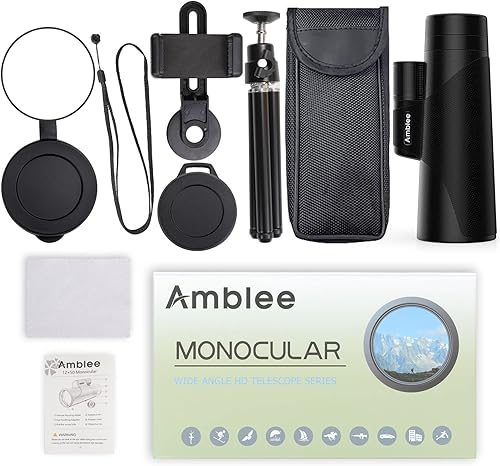 Miniatura 6 de Amblee Telescopio monocular con adaptador para smartphone y trípode (12 x 50)