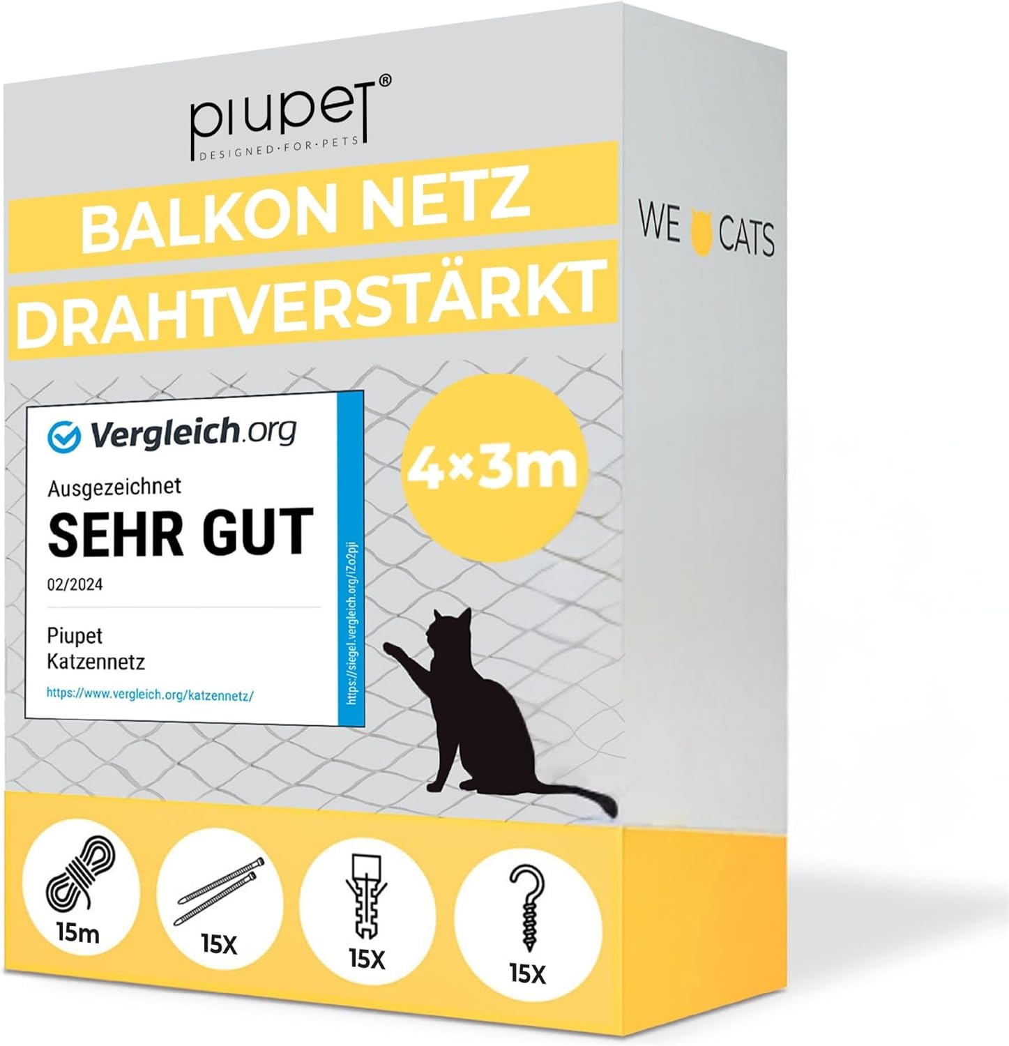 Die besten PiuPet® Katzennetze für Balkon und Fenster im Test 5 Goldenfellnase PiuPet Black 4x3
