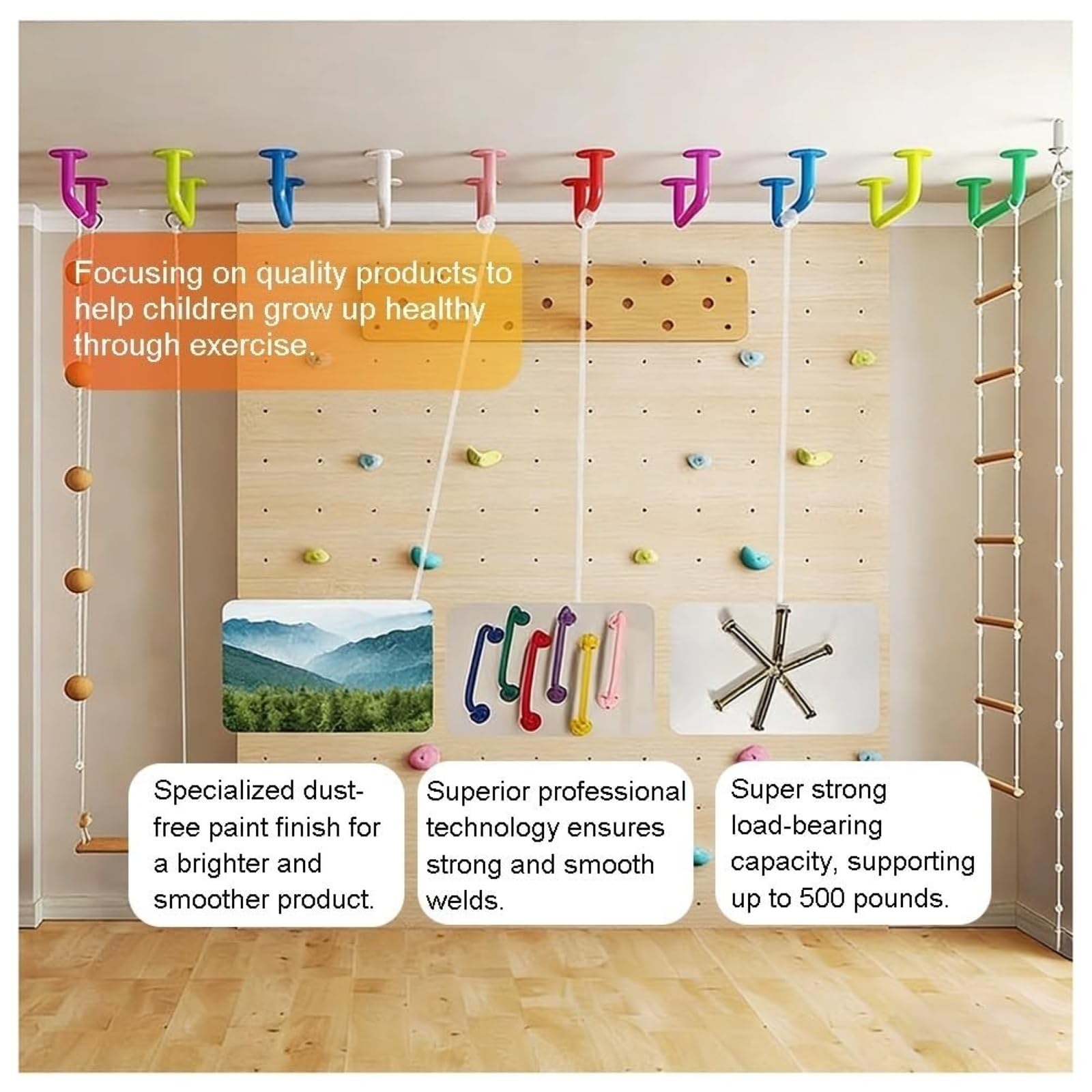 Barras de agarre para parques infantiles interiores y exteriores, marcos de escalada, casas de árboles, escaleras de pared, juego de 8 accesorios duraderos